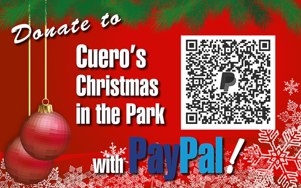 Graphic: Donate to Cuero's Christmas in the Park with PayPal QR Code