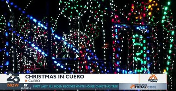 Screenshot image of KAVU-TV 25 Victoria’s segment on 2021-2022 Cuero’s Christmas in the Park Opening Night
