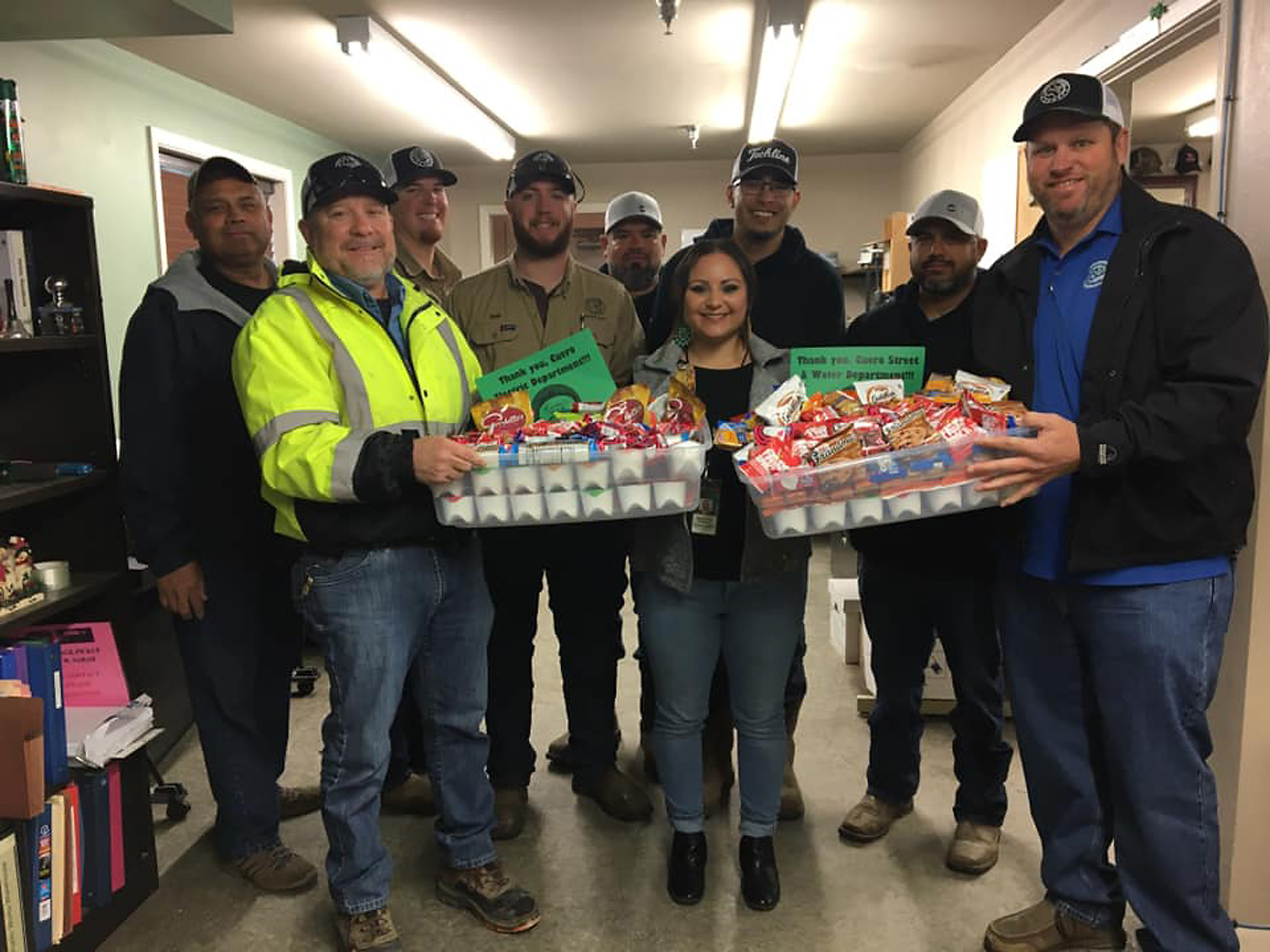 December Events Committee presents “thank you” snack care package to City of Cuero Electrical Department