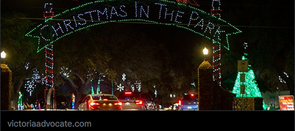 Screenshot image of The Victoria Advocate’s 2021-12-17 online article about Cuero's Christmas in the Park
