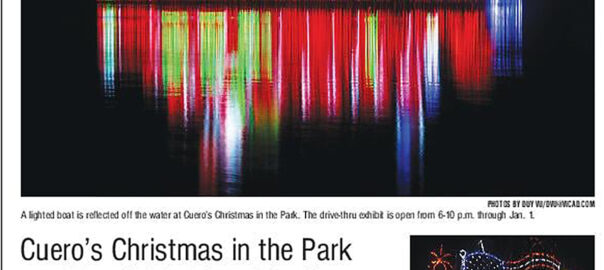 Cuero’s Christmas in the Park front-page feature in December 22nd, 2020 issue of The Victoria Advocate